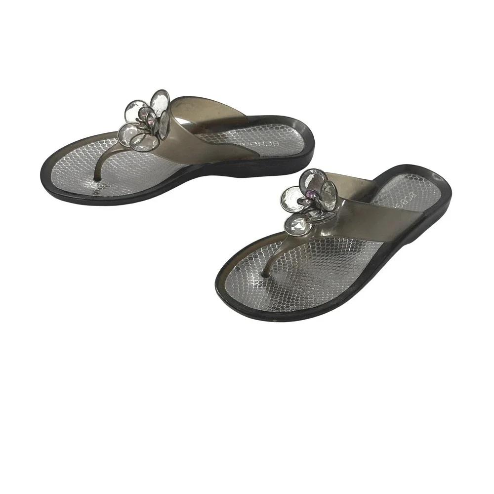 BCBGGeneration BG Magnolia Jelly‎ Flip Flops 8 3D Floral Accent